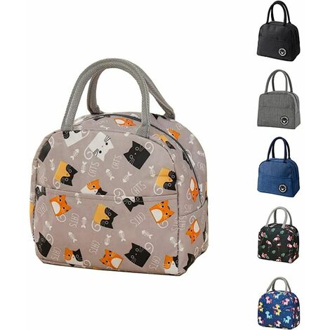 Sac Isotherme Repas Bureau Lunch Bag Sac à déjeuner Fraîcheur Sac de Transport Repas Lunch Bag Portable Sac Lunch Box Bag à Déjeuner Waterproof pour Femme. Homme.École et Bureau Filles Enfants (Chat)