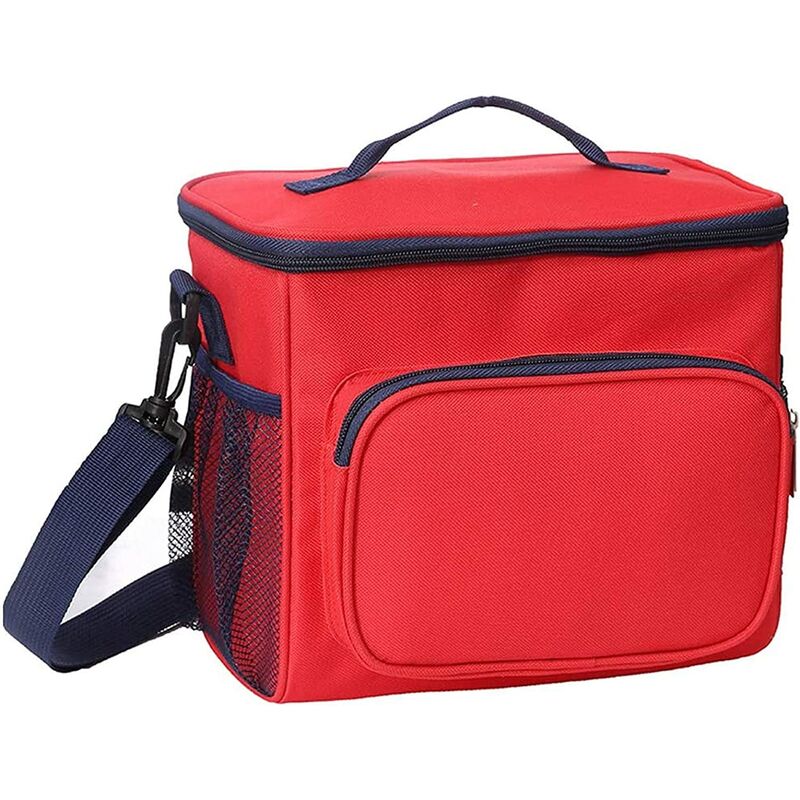 Sac Isotherme Repas,Glaciere Souple Isotherme Grande Capacité Lunch Bag pour Déjeuner, école, Bureau, Pique-Nique avec Bandoulière Détachable (rouge)