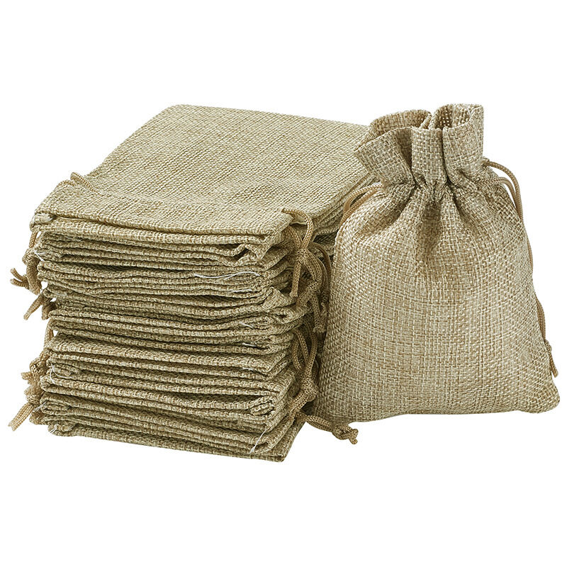 Sac Jute, Petite Pochette Tissu , Pochette Lin 100 pcs , Sac De Toile De Jute Pochon Dragees Sachet Lavande Mariage Petit Sachet Cadeau Pochette