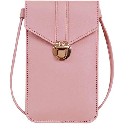 Sac messager pour téléphone portable pour femme avec écran tactile (rose),