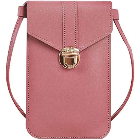 Sac messager pour téléphone portable pour femme avec écran tactile (rose foncé),