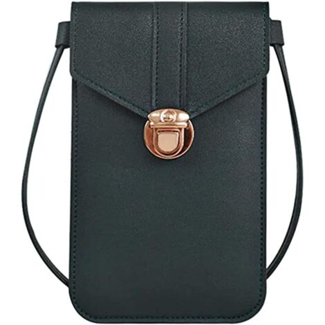 Sac messager pour téléphone portable pour femme avec écran tactile (vert),