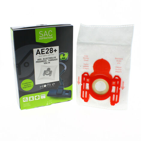 Sac microfibre adaptable par 4  HEAE28+ pour Aspirateur AEG, BLUESKY, BSK, DIRT DEVIL, ELECTROLUX, FAR, PROGRESS, SINGER, THOMAS, TORNADO, UFESA, VOLTA , AVENTURE