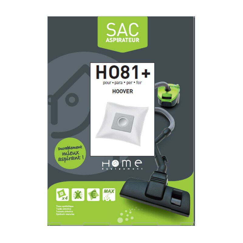 Home Equipement - Sac microfibre adaptable par 4 HEHO81+ pour Aspirateur hoover telios extra - nc