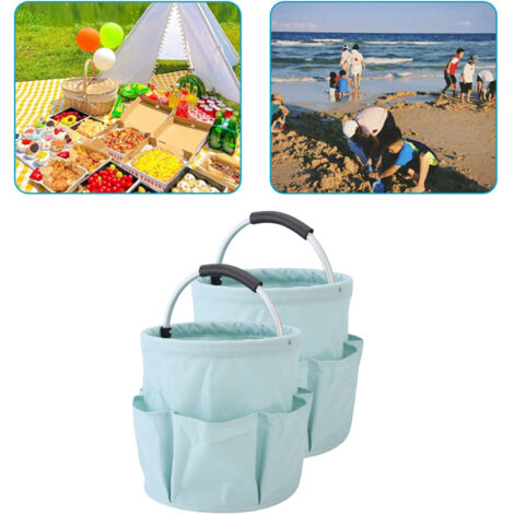 Sac Multifonction 2-Pièces avec Poches et Manche EVO Léger à Plier : Aisé à Transporter ou Nettoyer. Besoin dans Jardinage, Camping, Cueillette, Picnic, Divers Organisation Domestique - Bleu Clair (11