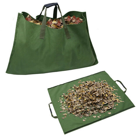 Sac multifonctionnel 2-en-1 imperméable à l'eau pour feuilles de toile Sac de rangement pour déchets de pelouse de jardin Tapis de plantation en toile