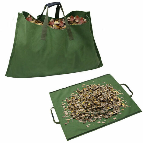 Sac Multifonctionnel 2-En-1 Imperméable À L'Eau Pour Feuilles De Toile Sac De Rangement Pour Déchets De Pelouse De Jardin Tapis De Plantation En Toile