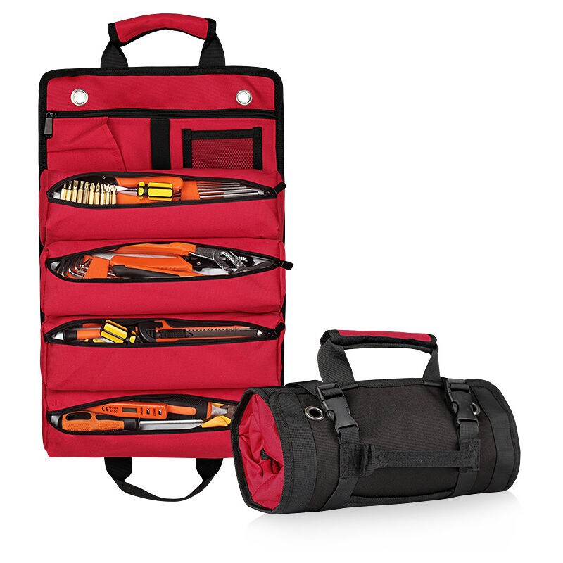 Gotrays - Sac à outils multifonctionnel de grande capacité, sac de rangement pour outils d'entretien, kit de matériel,Rouge