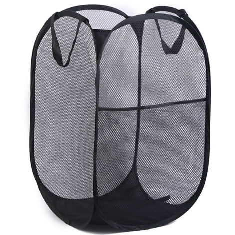 Sac Panier à Linge Sale Pliable - Paniere Rangement Corbeille a Linge avec Poignée 58 x 36 x 36 cm (Noir)