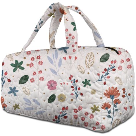 Sac polochon matelassé polyester 48,5x23x23 cm, sac voyage rétro quotidien fait main, sac à provisions pour travail