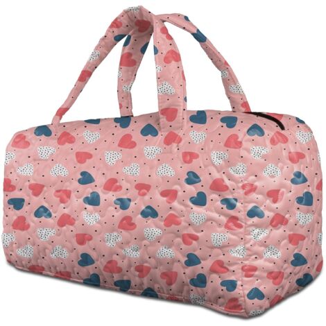 Sac polochon matelassé polyester rétro 48,5 x 23 x 23 cm, sac voyage quotidien artisanal, résistant pour le travail, les courses et les déplacements