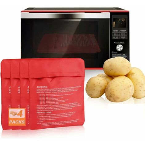 Sac Pomme De Terre Micro Onde,4 Pièces Sacs De Cuisson Micro-Ondes,Pomme De Terre Poche À Micro Ondes,Express Pouch Lavable Réutilisable Microwave Potato Bag