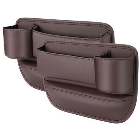 Sac porte-gobelet pour voiture, boîte de rangement pour siège auto avec porte-gobelet, marron foncé