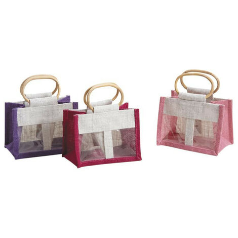 Sac porte-verrines en jute - Rose