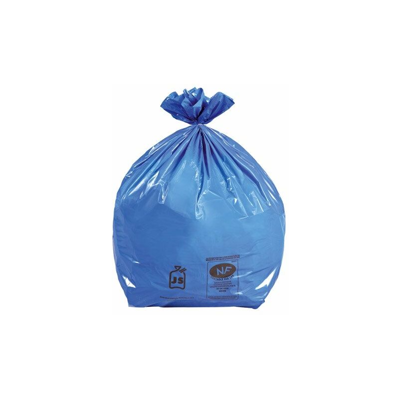 Sac poubelle 100 litres bleu NF - paquet de 50 - Lot de 5