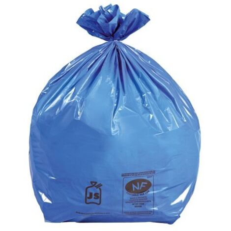 Sac poubelle 100 litres bleu NF - paquet de 50