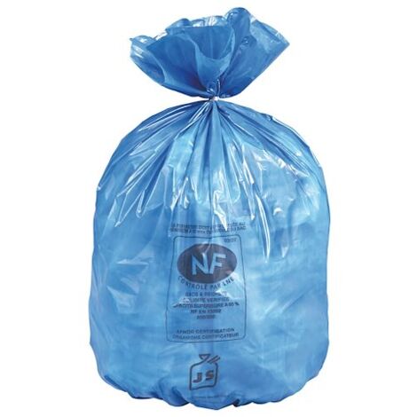 Sac poubelle 30 litres bleu NF - paquet de 100 - Maxiburo