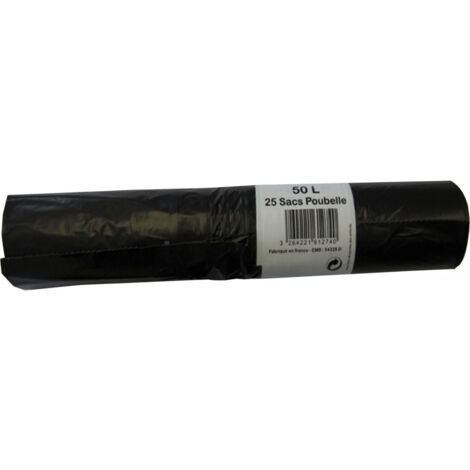 Sac poubelle 50 litres h  75 x l  68 cm - 24 microns rouleau de 25