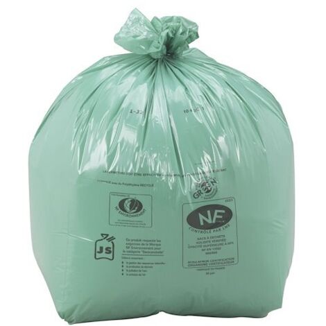 Sac poubelle 50 litres NF Environnement vert - 250 sacs - Maxiburo