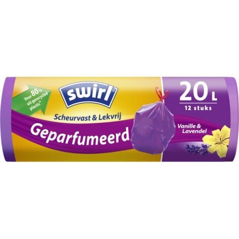 Sac poubelle à pédale Swirl avec cordon de serrage parfumé vanille-lavande 20 L 12 pièces