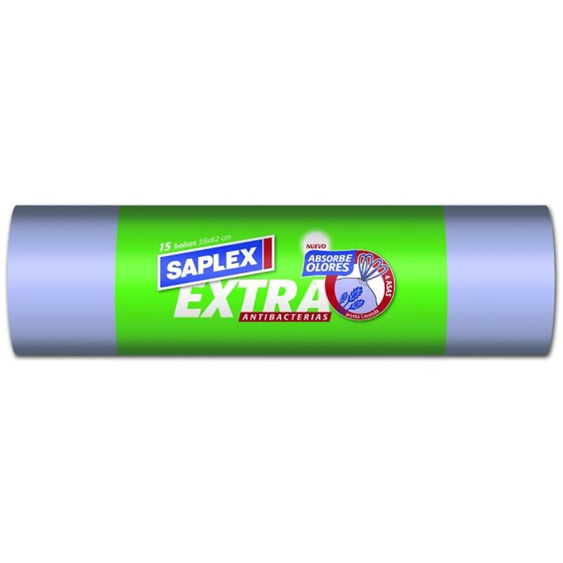Saplex - Sac poubelle antibactérien 55X60 Cm 15 Pcs Violet Plastique