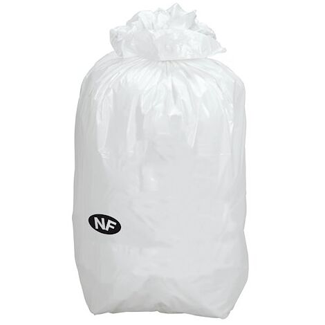 Sac poubelle blanc 50 litres NF - Colis de 200 - Maxiburo