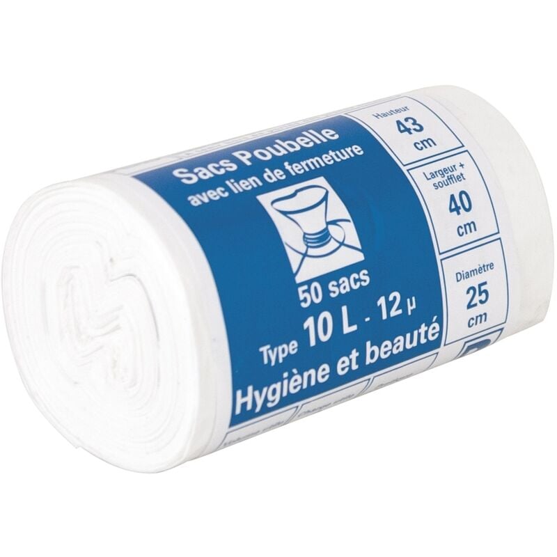 Sac Poub Blanc Hygiene 10lx50 12 Microns 40x43 Publi Embal Pxhb1012
