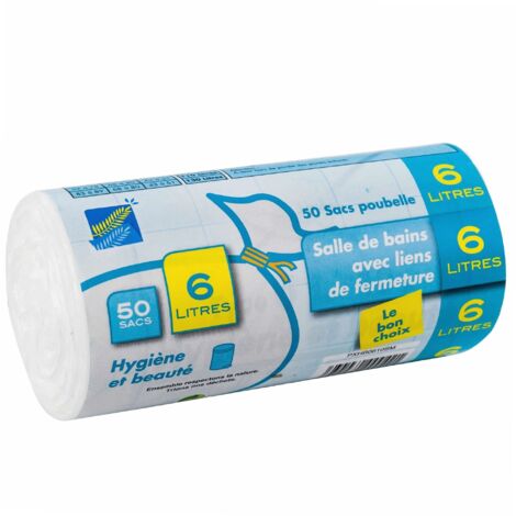 Sac Poubelle Blanc Hygiène Et Beauté 6 L - Lot De 50 - Sphere