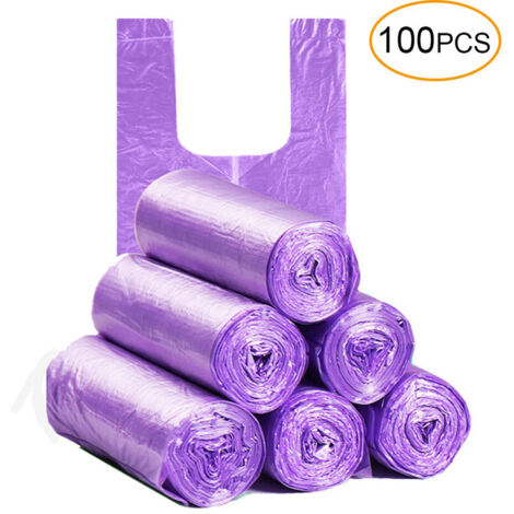 Sac poubelle épais jetable avec poignée cravate 100 pcs portable ménage robuste sac poubelle sacs jetables, vert