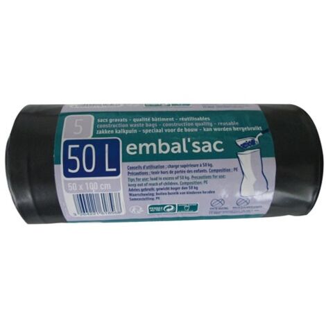 Sac poubelle gravats 50l x5 0pg05568