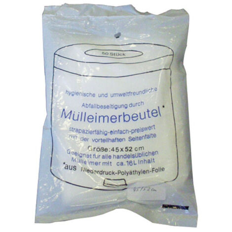 Sac poubelle l.490xL600 mm 24 l 7 µm transparent 50 pièces/sachet