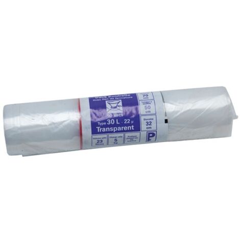 Sac Poubelle Transparent - 30 L - 22 Microns - X50 - Sphere
