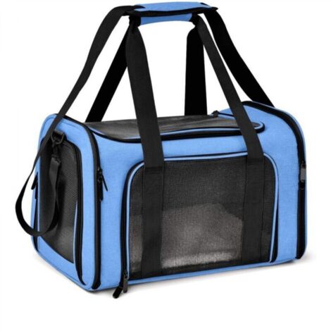 Sac pour animaux de compagnie bleu grande taille 45 cm x 30 cm x 30 cm 1 sac de transport pliable pour chat et chien