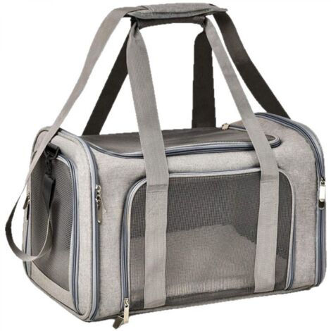 Sac pour animaux de compagnie gris grande taille 45 cm x 30 cm x 30 cm 1 sac de transport pliable pour chat et chien