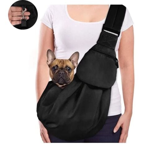 Sac pour animaux de compagnie, sac messager mains libres étanche pour chien et chat pour voyage en plein air (noir)