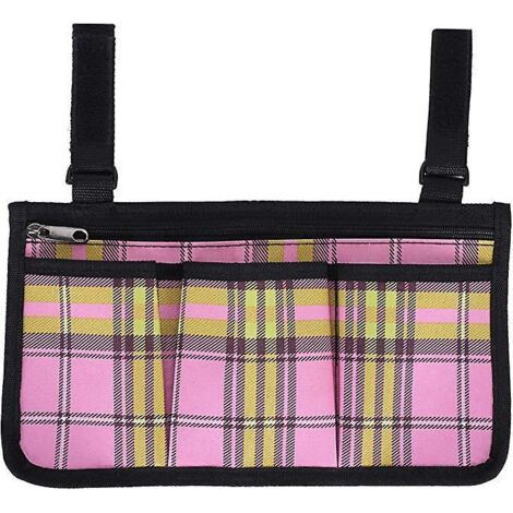 sac Pour Fauteuil Roulant Avec Poches (carreaux Rouges) - Poche Latrale Pour Accoudoir Tanche Universel Pour Fauteuil Roulant Lectrique, Scooter M