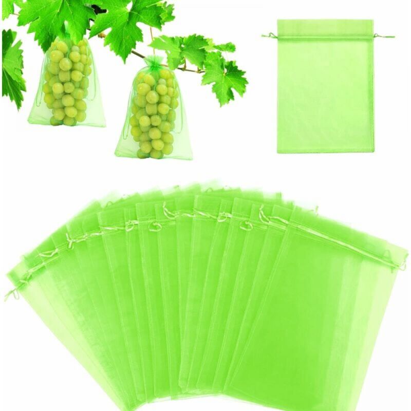 Sac Protection Fruits 60 Pièces 30x 40cm , Sachet Protection RaisinJardin Sac Organza avec (Vert Mousse)