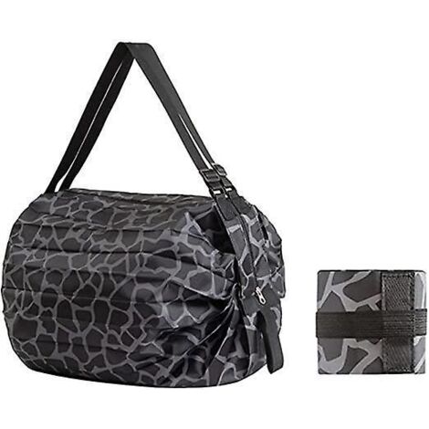 sac  Provisions Pliable Portable (motif Lopard Noir) Avec Grande Capacit Et Sac De Rangement Multifonctionnel, Sac  Bandoulire De Voyage Sportif