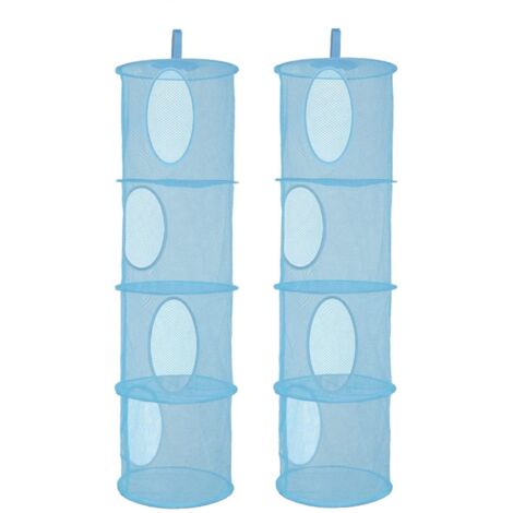 Sac Rangement Filet Suspendu - 2 pièces, Sac Rangement Filet Suspendu 4 Filets Pliable - Bleu, Pour Animaux/Peluches/Vêtements