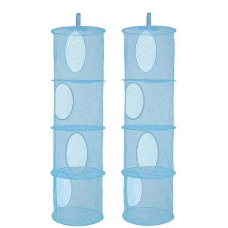 Sac Rangement Filet Suspendu - 2 pièces, Sac Rangement Filet Suspendu 4 Filets Pliable - Bleu, Pour Animaux/Peluches/Vêtements