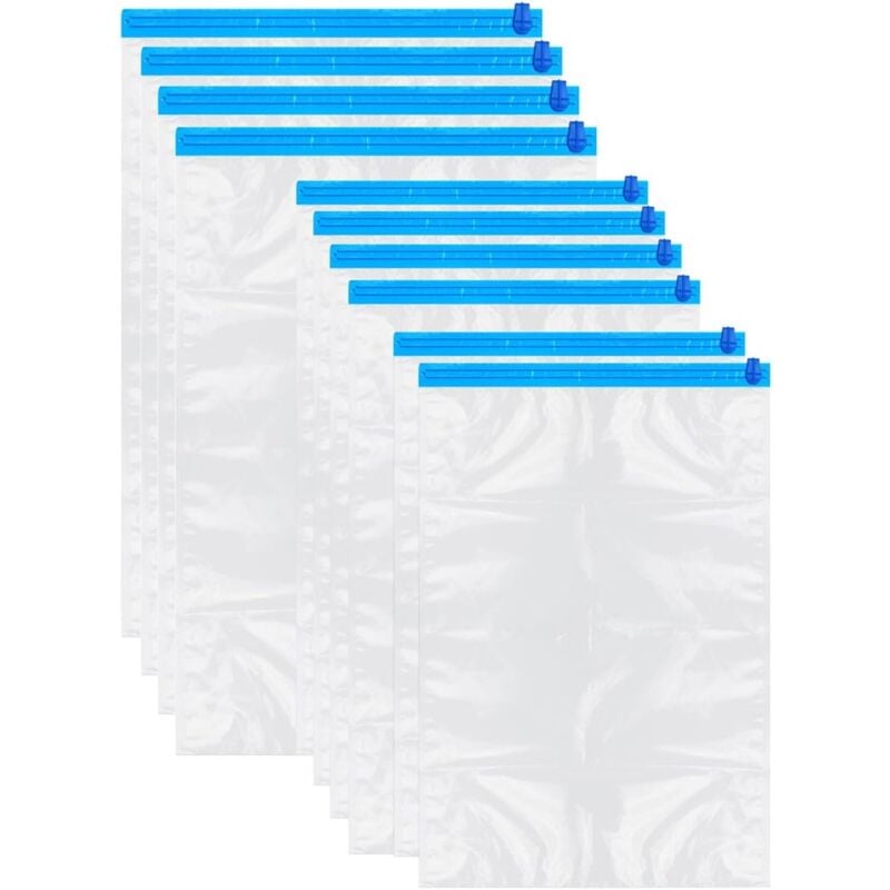 Sac Rangement Vetement Sous Vide 10 Pochette Transparente à double glissière bleu -rapanda