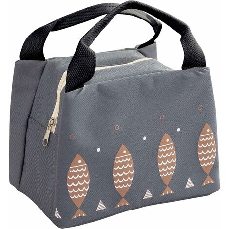 Sac Repas Lunch Bag, Sac à Déjeune Sac,Isotherme Enfant Insulated Lunch Cooler Sac Fourre-tout Imperméable,21 17 15cm (gris foncé)