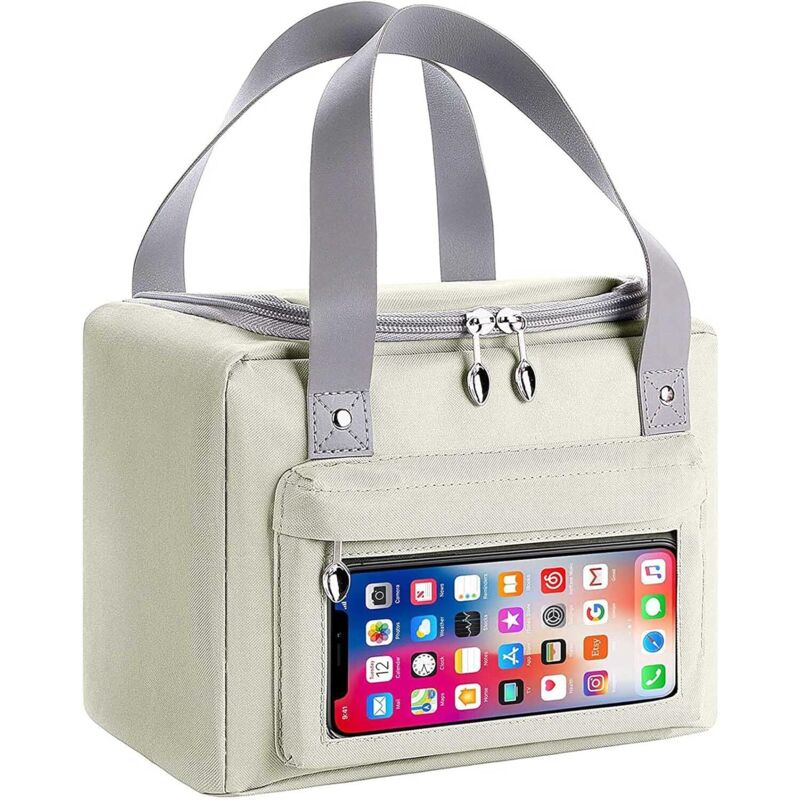 Sac Repas/Sac Isotherme/Sac d'Isolation Thermique/Sac à Déjeuner à Bandoulière avec Poche écran Tactile, Oxford Imperméable Pliable pour Pique-nique