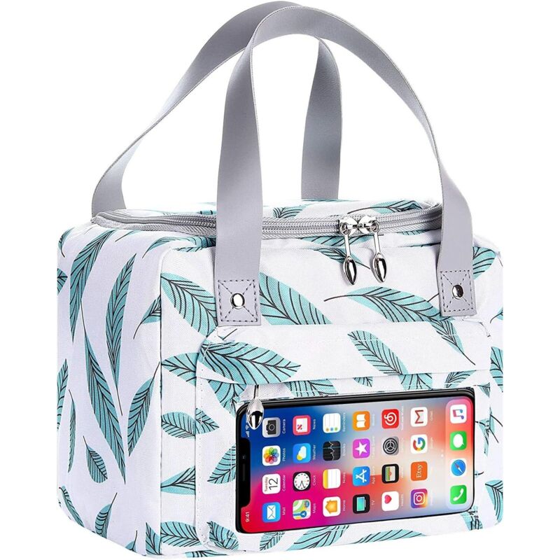 Sac Repas/Sac Isotherme/Sac d'Isolation Thermique/Sac à Déjeuner à Bandoulière avec Poche écran Tactile, Oxford Imperméable Pliable pour Pique-nique