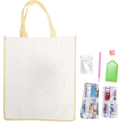 Sac Shopping Diamant Réutilisable avec Poignées - Sac Fourre-Tout DIY Pliable Artisanal (HBD10)