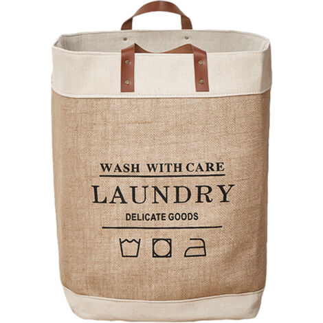 Sac Shopping en Toile de Jute Imperméable EVA, Moderne et Simple, Motif Lettres Blanches sur Bordure, Grand Format