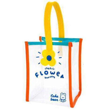 Sac Shopping Transparent PVC Mini Coloré - Sac Cadeau Étanche Fleuri - Dimensions 15x20x10 cm