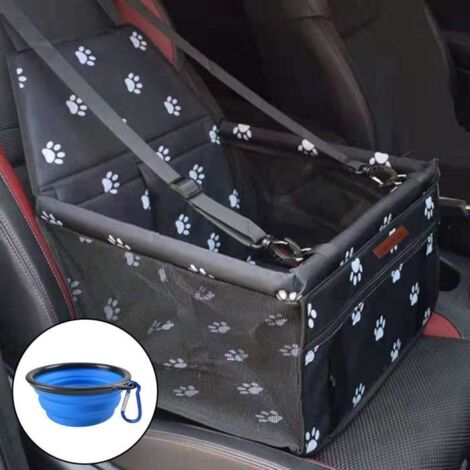 Sac Siège de Voiture pour Chien Chat Sac De Protection Housse de Siège Étanche Respirant+bol - Noir Footprint