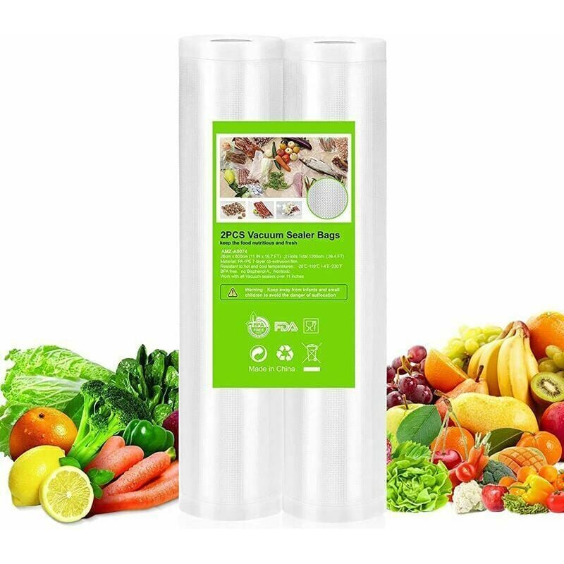 Sac Sous Vide Alimentaire Cuisine 2 Rouleaux. 5m x 28cm Total 10 m. Sans bpa. Processus à Sept couches. La Conservation des Aliments et la Cuisson