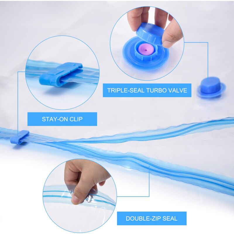 Sac sous vide vetement aspirateur 6x Taille S (60x40cm) - Voyages réutilisables pour matelas,Vêtements Sac rangement sous vide